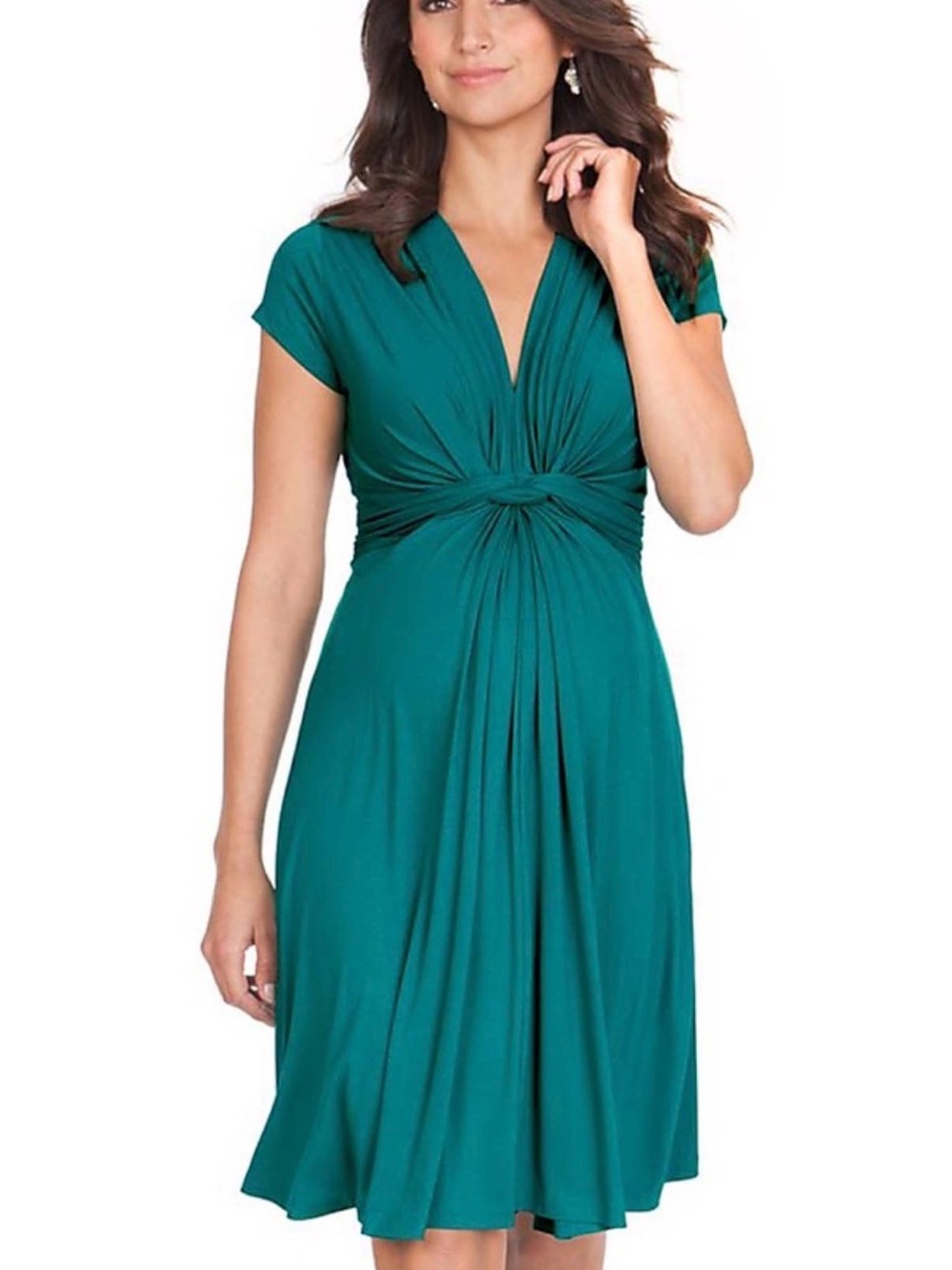 Seraphine Teal Knot-Front V-Neck Maternity Dress size 6